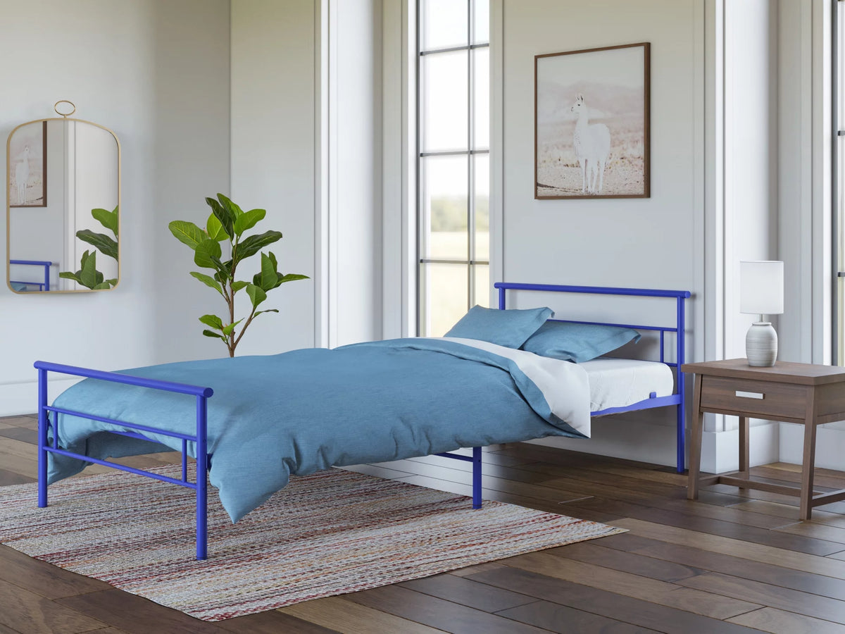 Blue Twin Metal Bed P989359