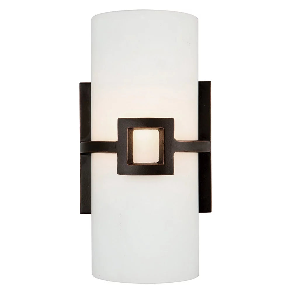 1-Light Oil Rubbed Bronze Wall Light with Frosted Glass O917002