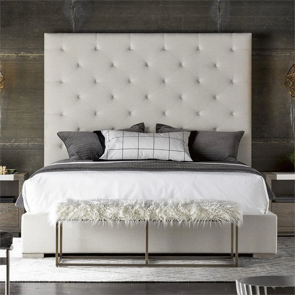 White Tufted King Panel Bed B351015