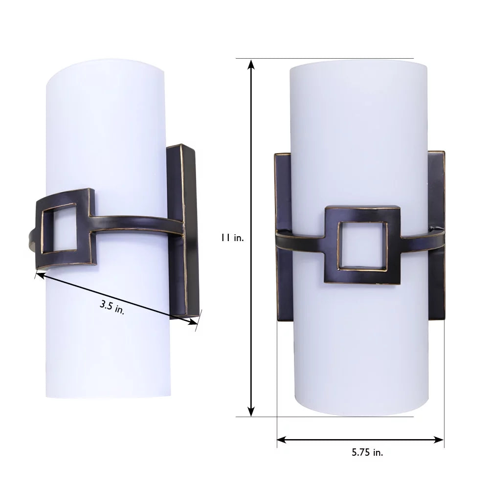 1-Light Oil Rubbed Bronze Wall Light with Frosted Glass O917002