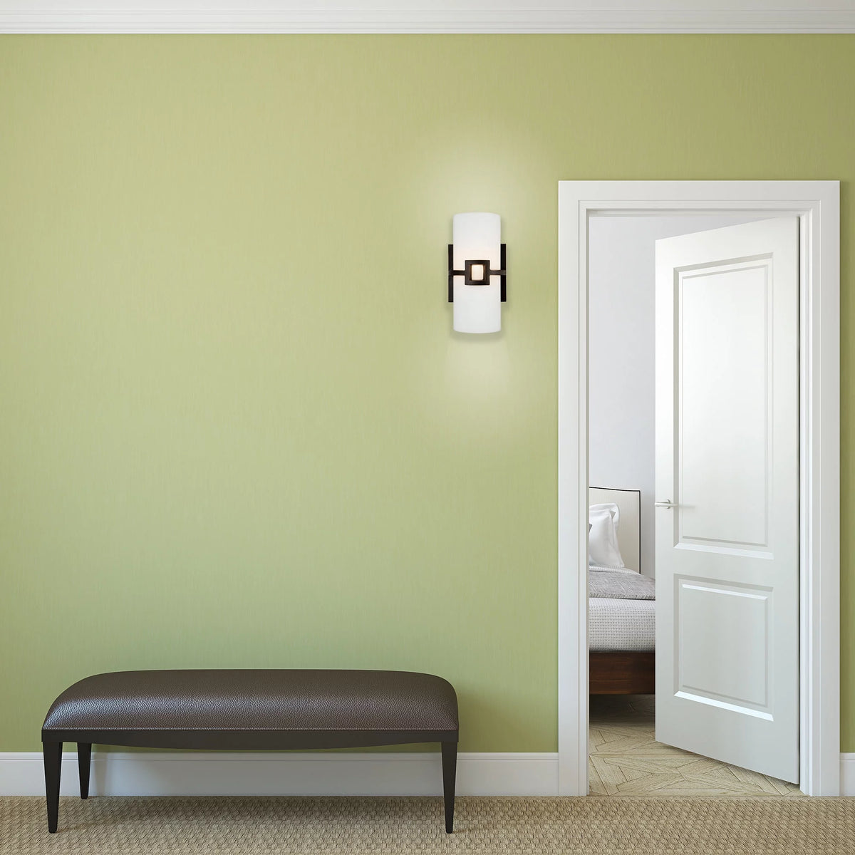 1-Light Oil Rubbed Bronze Wall Light with Frosted Glass O917002
