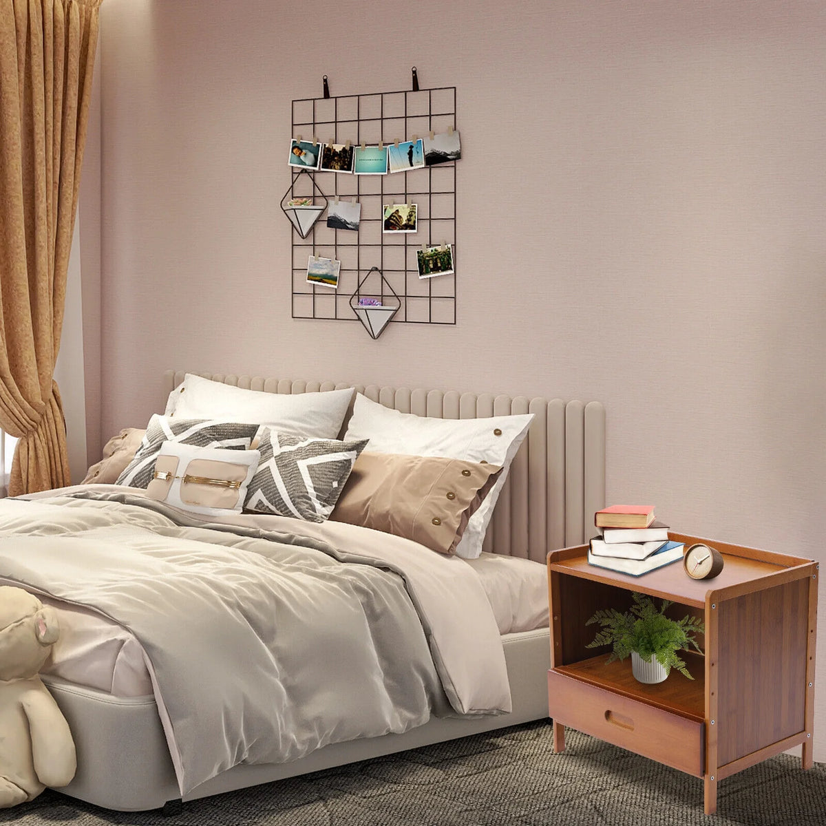 Bamboo Nightstand with Drawer F79186