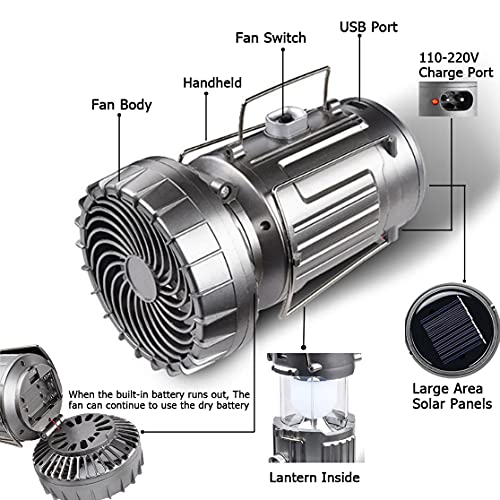 2 Pack Solar Camping Lantern with Fan C72404