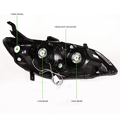 Compatible With 2004-2005 Honda Civic Headlights Black Housing T561566