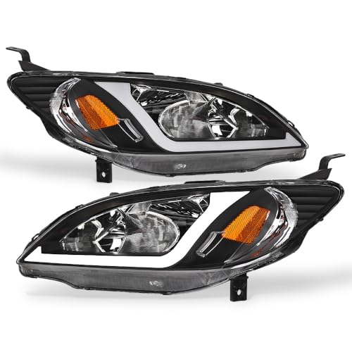 Compatible With 2004-2005 Honda Civic Headlights Black Housing T561566