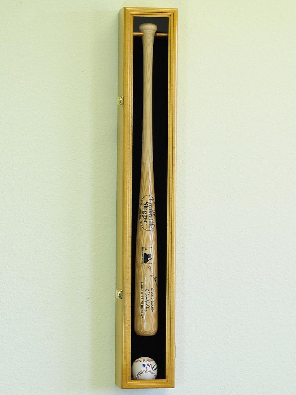 1 Baseball Bat Display Case Rack Cabinet Holder with UV Protection Lockable Oak L4015