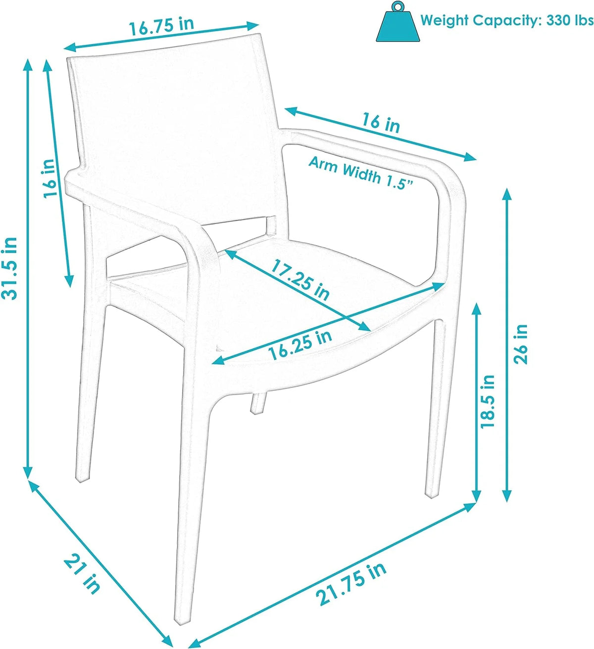 Sax Blue Plastic Dining Armchair 4 Chairs A416390