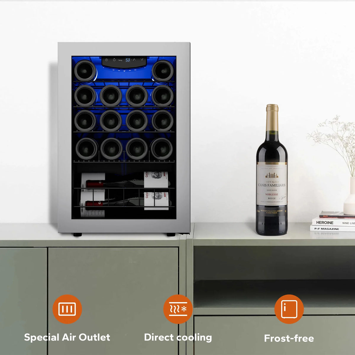 20 Bottle Wine Refrigerator with Glass Door N642