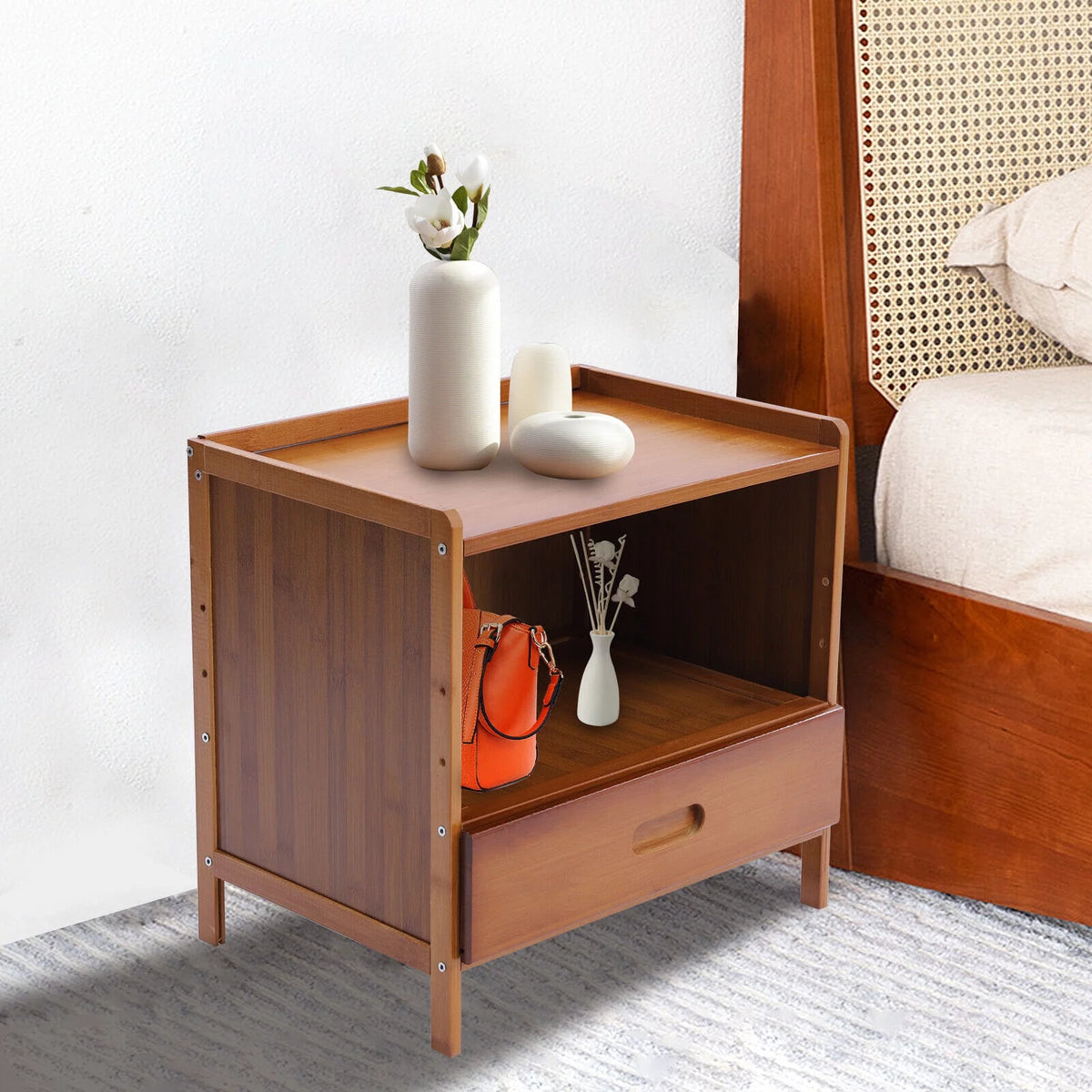 Bamboo Nightstand with Drawer F79186