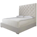 White Tufted King Panel Bed B351015