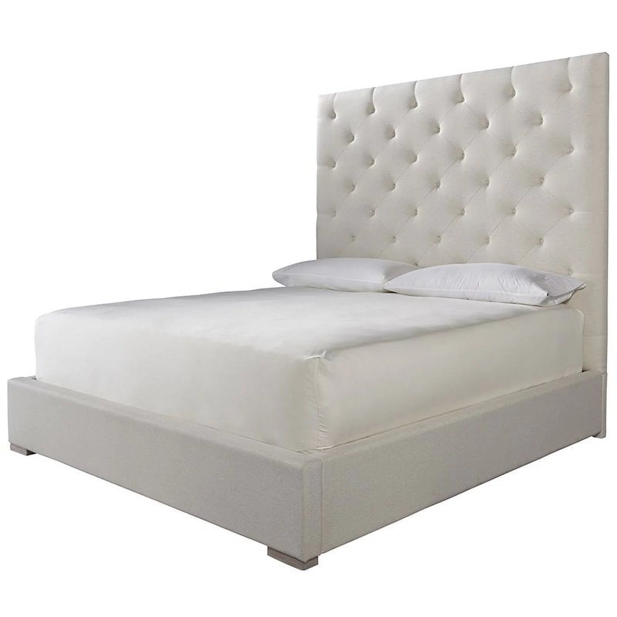 White Tufted King Panel Bed B351015