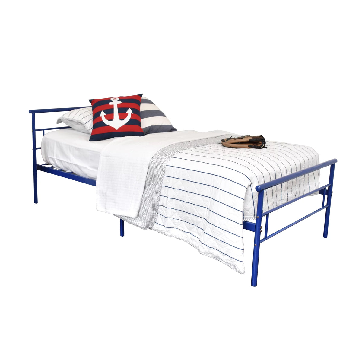 Blue Twin Metal Bed P989359